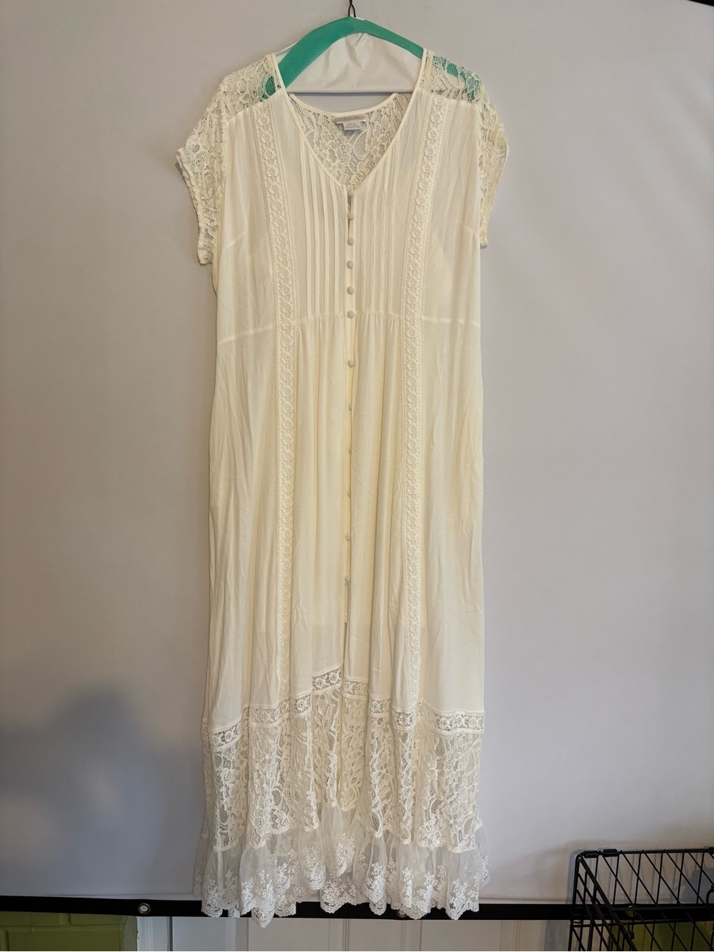 City Chic Ivory Lace-Trim Maxi Dress